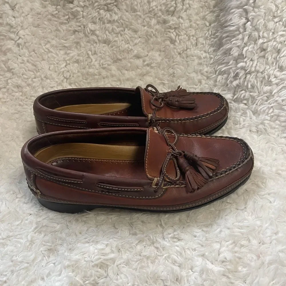 Johnston & Murphy Men's leather brown Tassel Loafers Boat shoes SZ9M